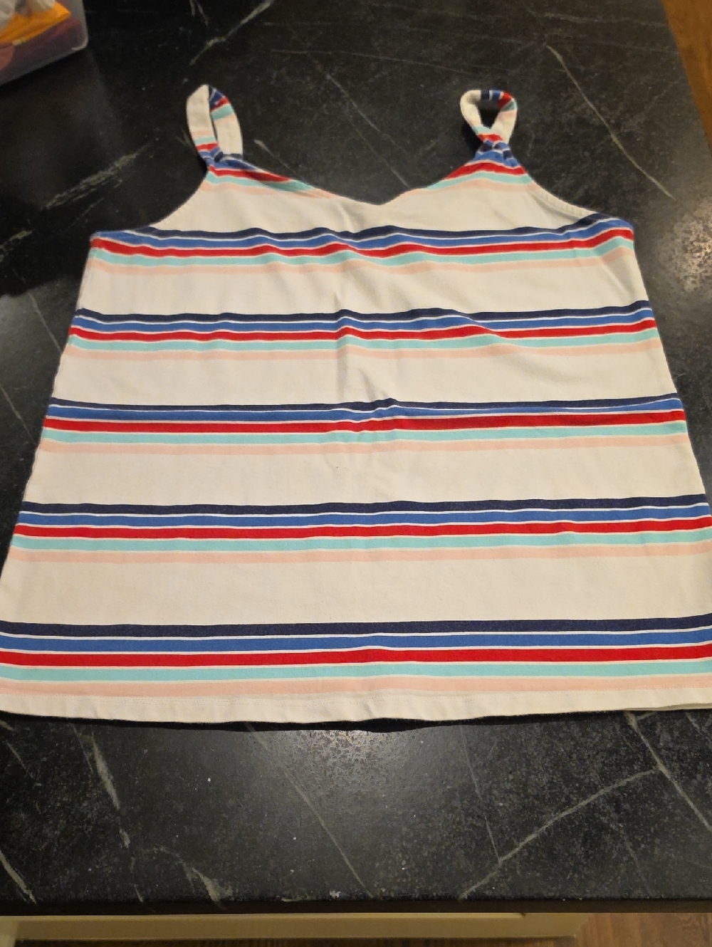 torrid White Striped Tank with Navy, Red, Teal EUC 2X
